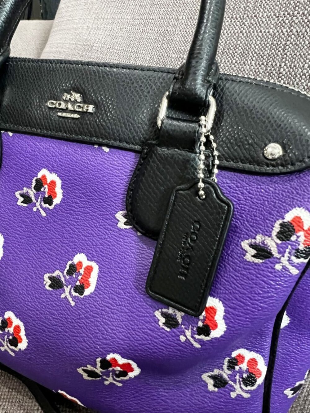NWOT COACH Mini Bennett Crossbody Satchel Bag Purse Purple Leather Bramble Rose - Picture 5 of 12